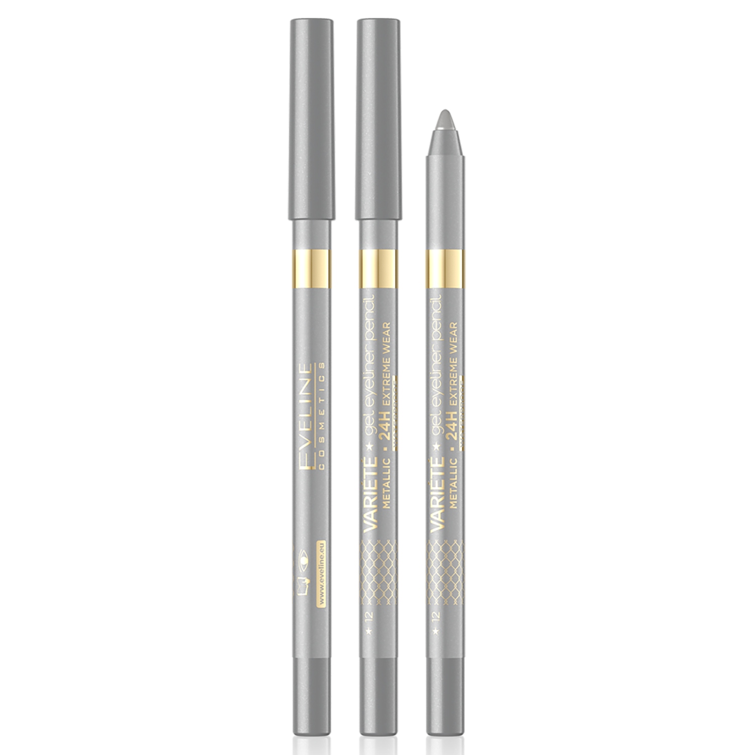 Водостойкий гель-карандаш для глаз 12 серебро Eveline Cosmetics Variété, 9 мл