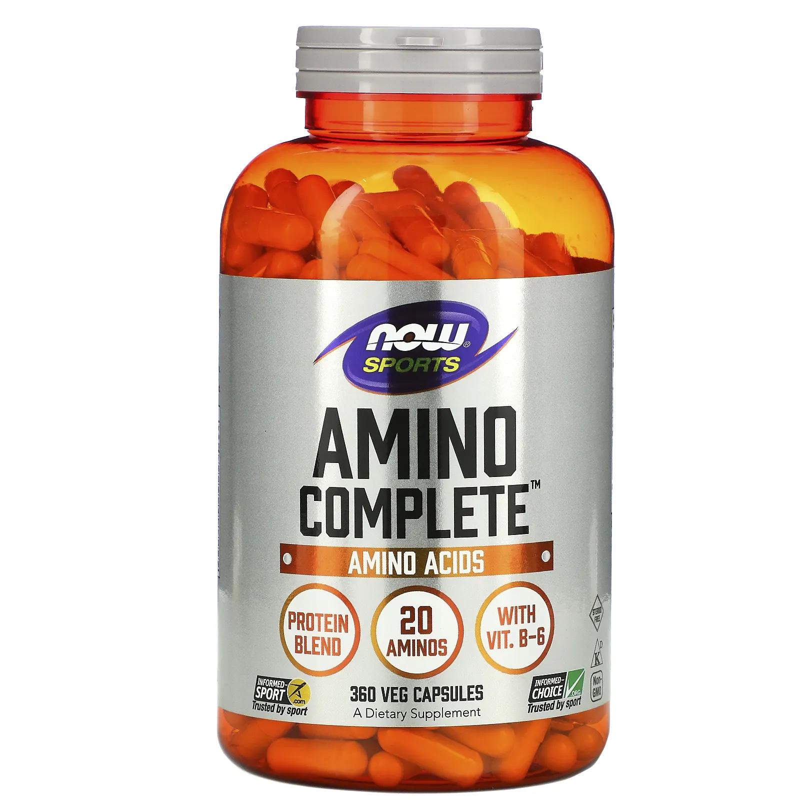 Now Foods Sports Amino Complete 360 капсул аминокислотный комплекс now foods sports 360 растительных капсул