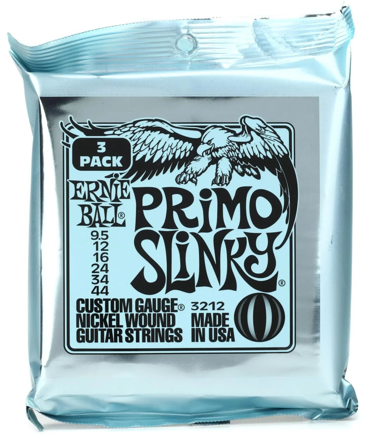 

Струны для электрогитары Ernie Ball 3212 Primo Slinky с никелевой обмоткой — .0095-.044 заводские (3 шт.)
