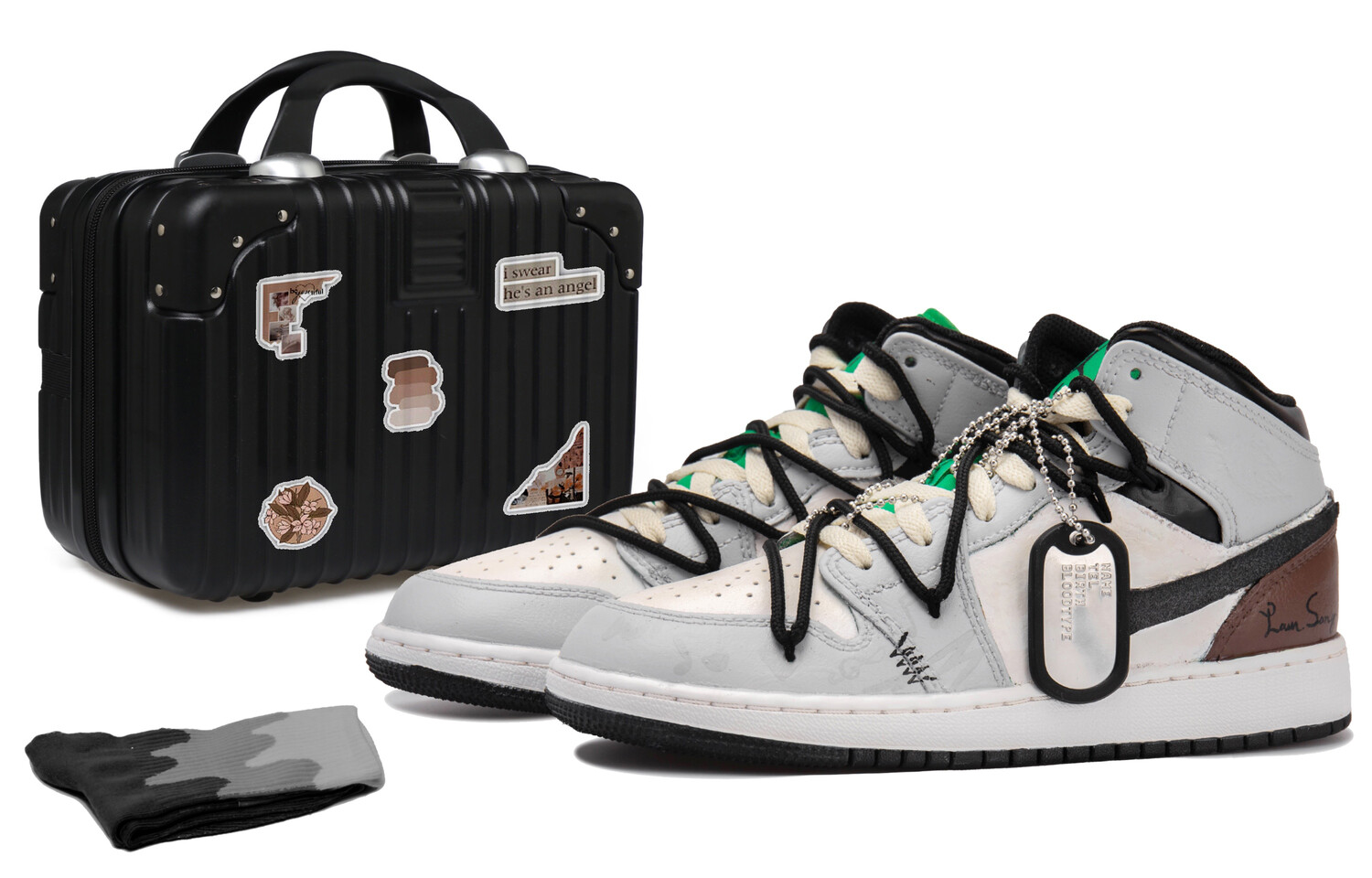 

Кроссовки Air Jordan 1 Vintage Basketball Shoes Women's Mid-top Black/white/grey/brown, коричневый