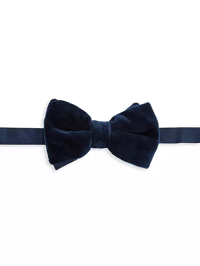 Однотонный бархатный галстук-бабочка Saks Fifth Avenue, темно-синий