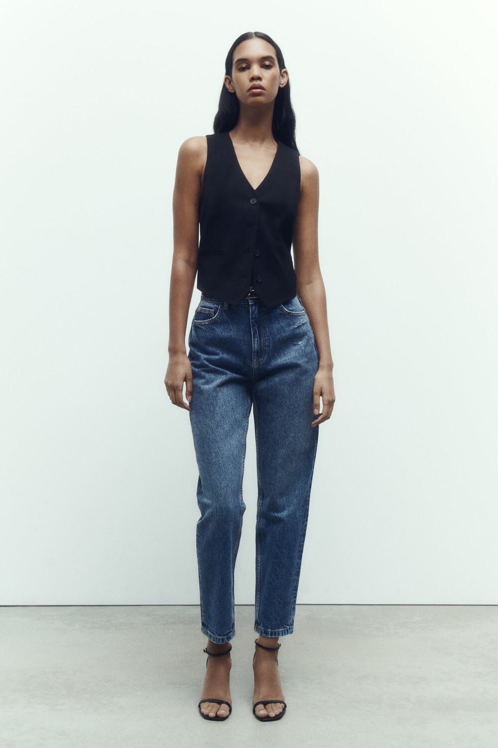 

Джинсы z1975 denim mom fit, с высокой посадкой Zara, синий