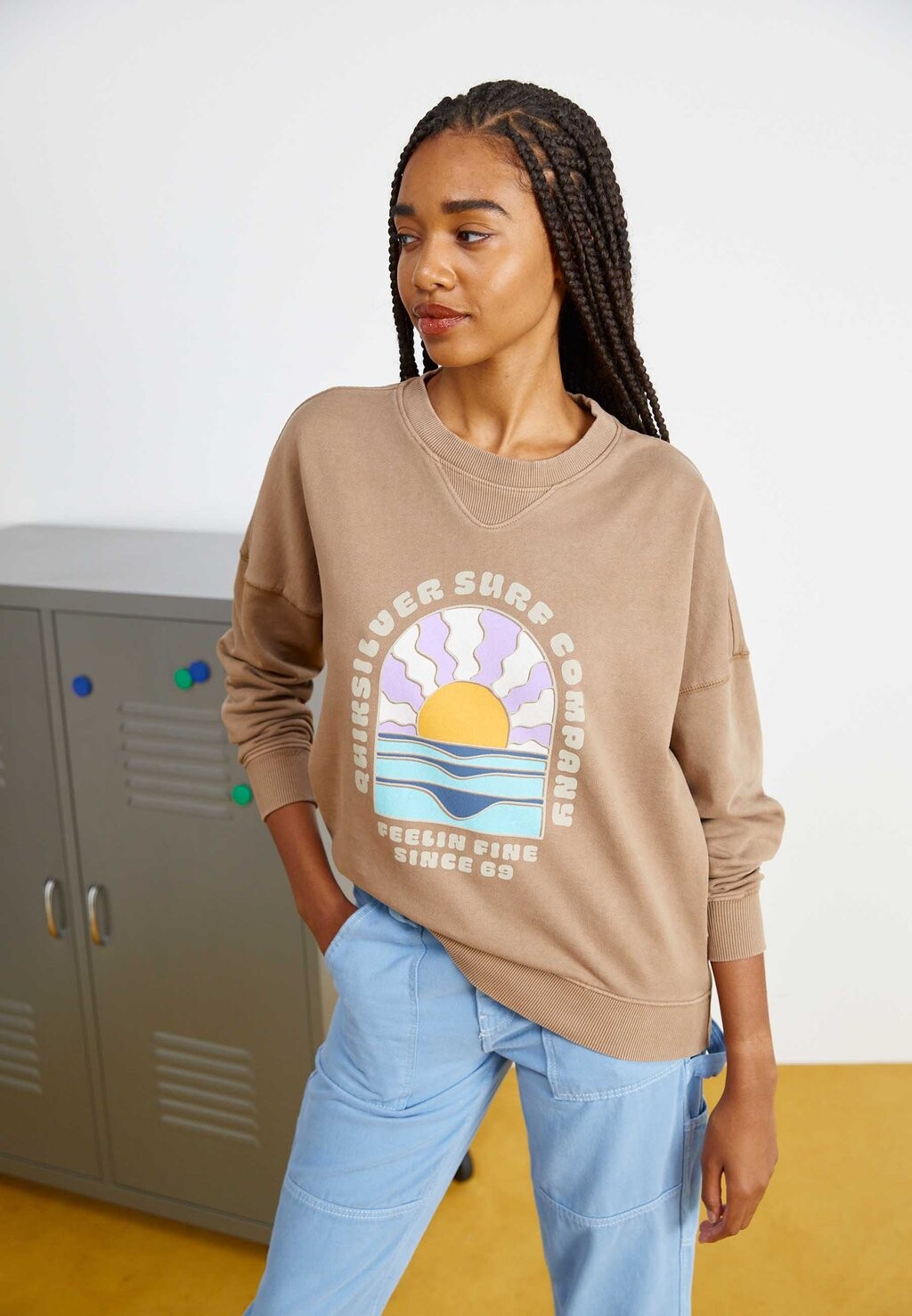 

Толстовка Quiksilver UNI OVERSIZED CREW, цвет fossil
