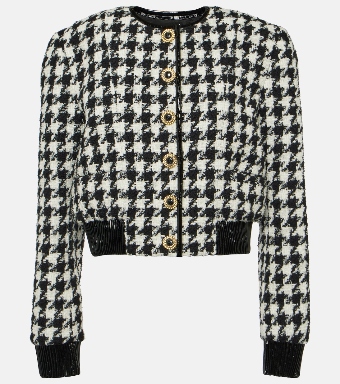 Твидовый пиджак с узором «гусиные лапки» Balmain, черный женский твидовый блейзер в стиле гусиные лапки