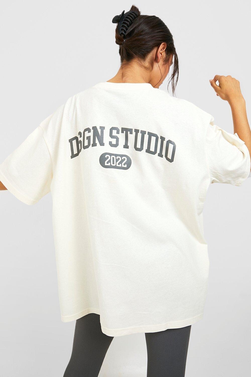 

Футболка оверсайз с принтом на спине dsgn studio Boohoo, экру
