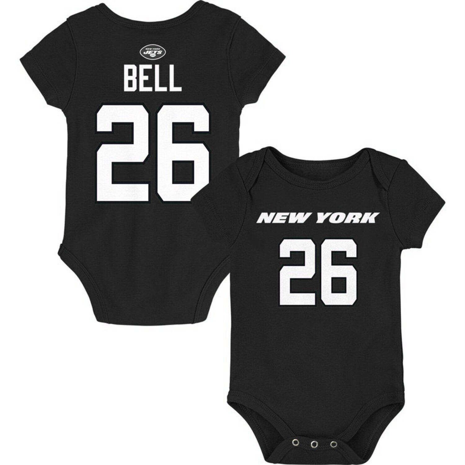 

Черный боди Le'Veon Bell New York Jets Mainliner для новорожденных и младенцев с именем и номером Outerstuff
