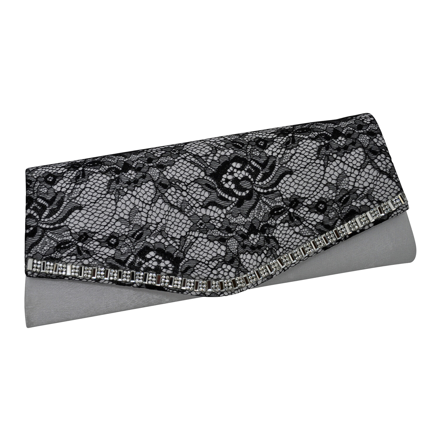 

Сумка Steuer Modeschmuck Steuer Abendtasche Satin Optik mit feiner Spitze und Strass, серебряный