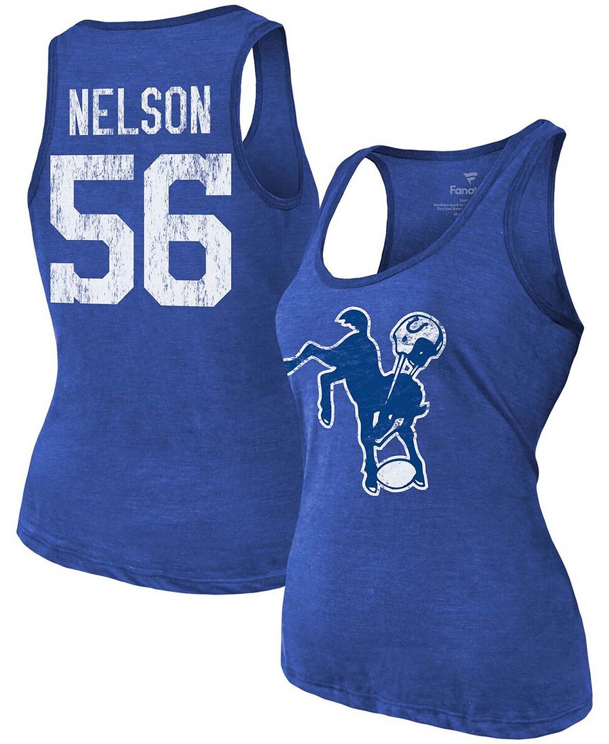 

Женская майка Quenton Nelson Heathered Royal Indianapolis Colts с именем и номером из трехцветной смеси Fanatics