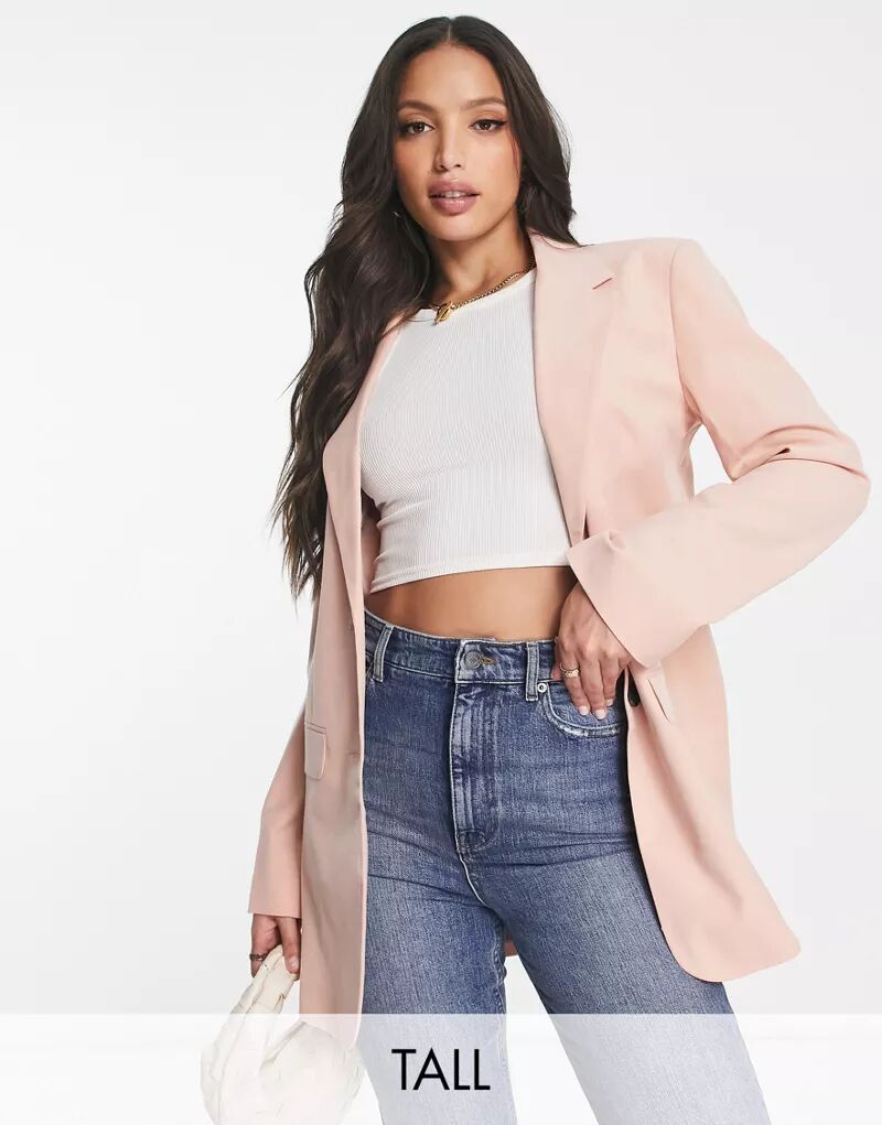 Розовый приталенный пиджак бойфренда ASOS Tall Mix & Match цена и фото