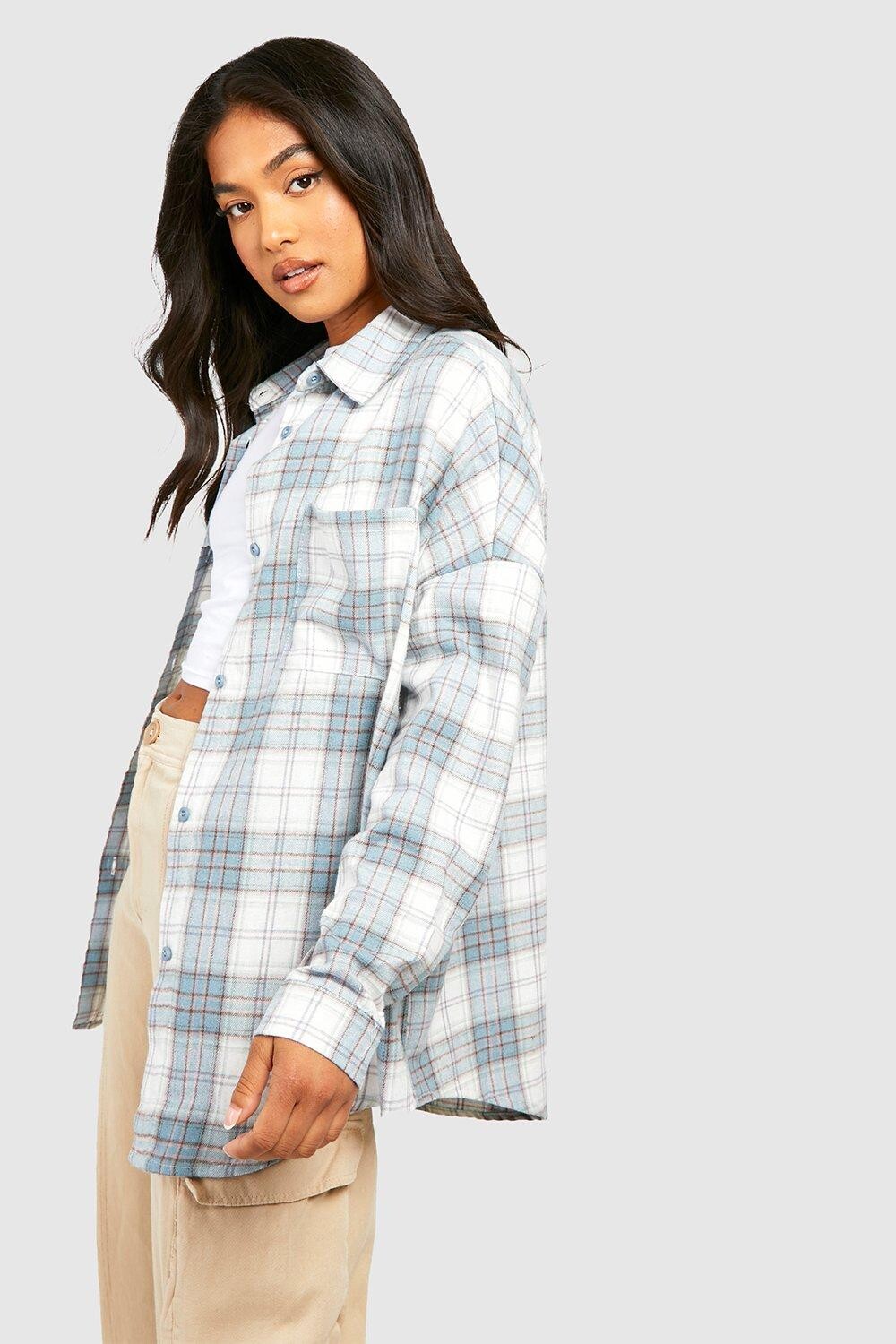 

Маленькая фланелевая рубашка Boohoo, синий