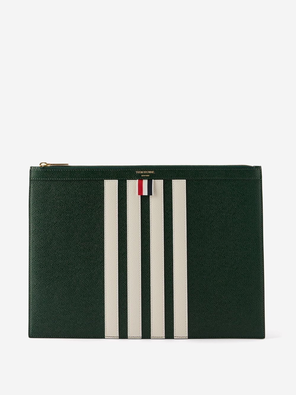 

Клатч four bar из зерненой кожи Thom Browne, зеленый
