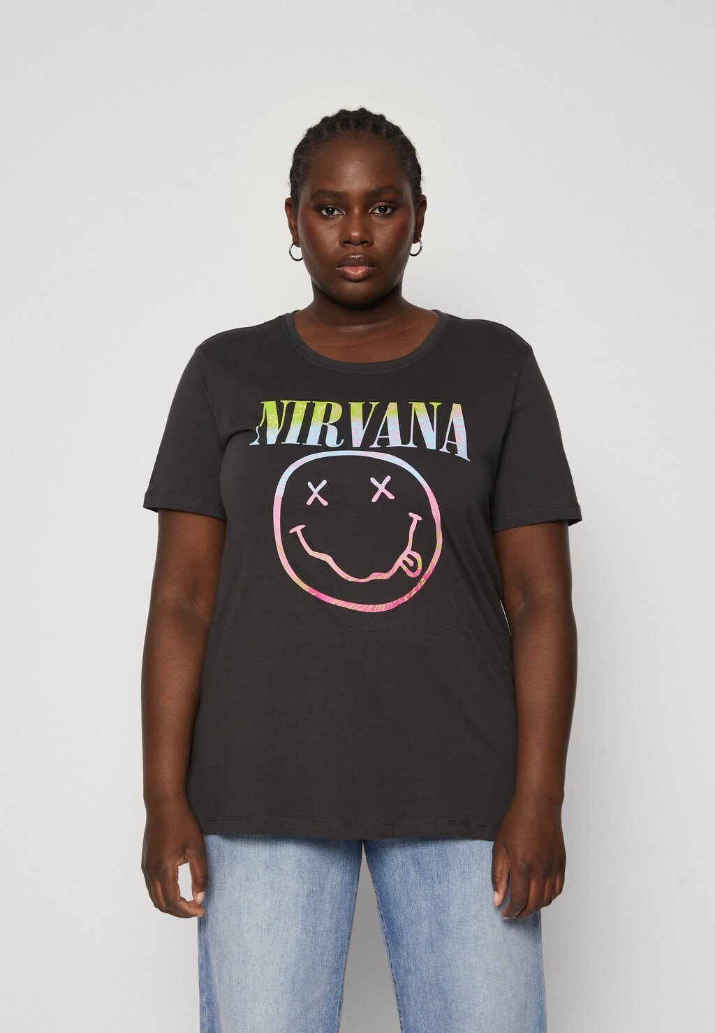 

Футболка с принтом CARNIRVANA LIFE BOXY TEE ONLY Carmakoma, цвет phantom
