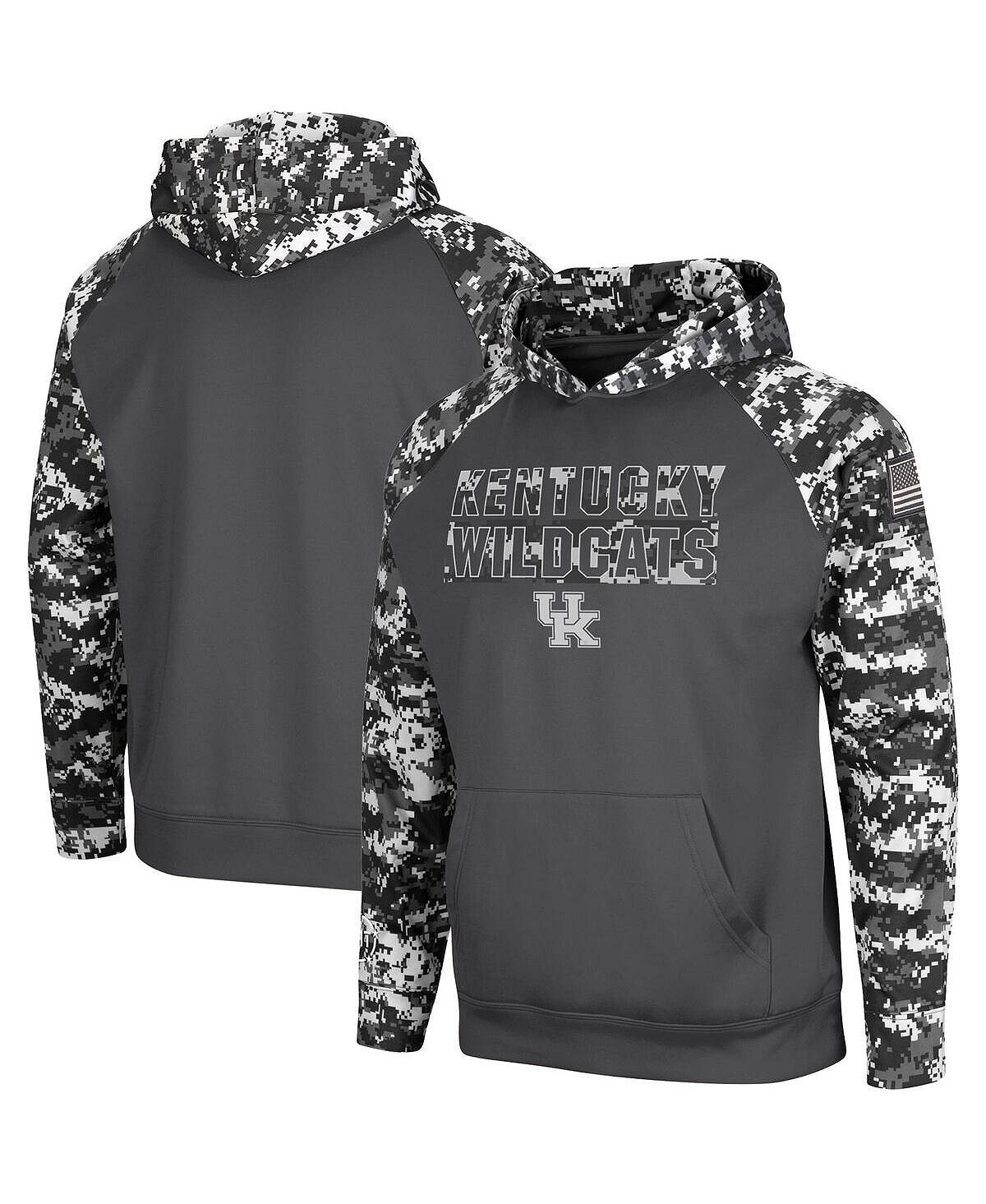 

Угольный пуловер с капюшоном Big Boys Kentucky Wildcats OHT в военном стиле с цифровым камуфляжем и регланами Colosseum