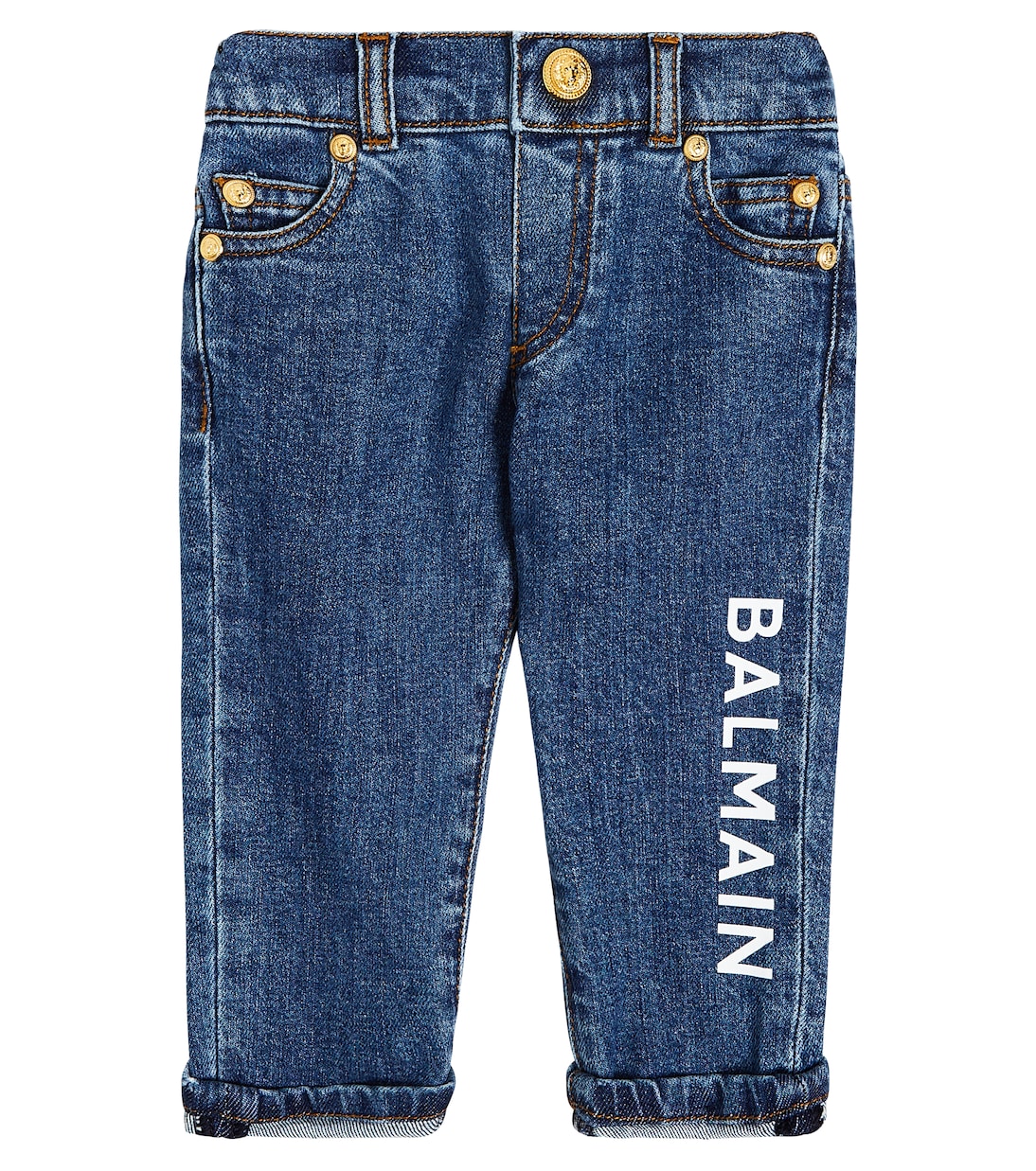 цена Детские джинсы с логотипом Balmain Kids, синий