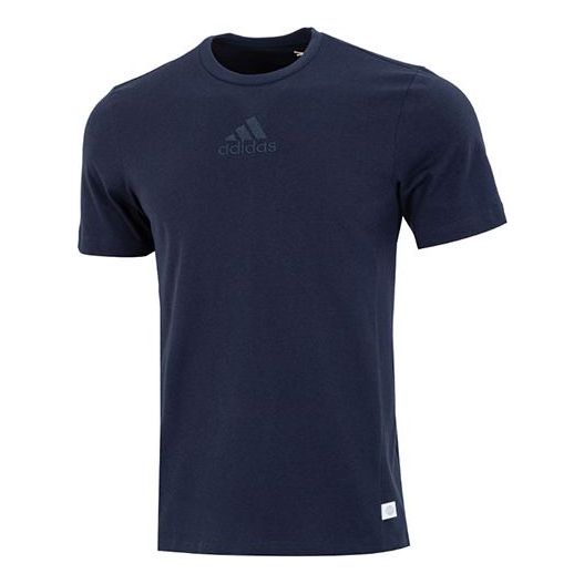 Футболка Men's adidas Internal Tee Logo Solid Color Athleisure Casual Sports Round Neck Short Sleeve Navy Blue T-Shirt, мультиколор