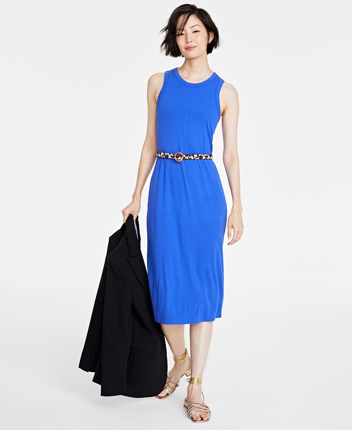 цена Женское платье-майка рельефной вязки On 34th, синий