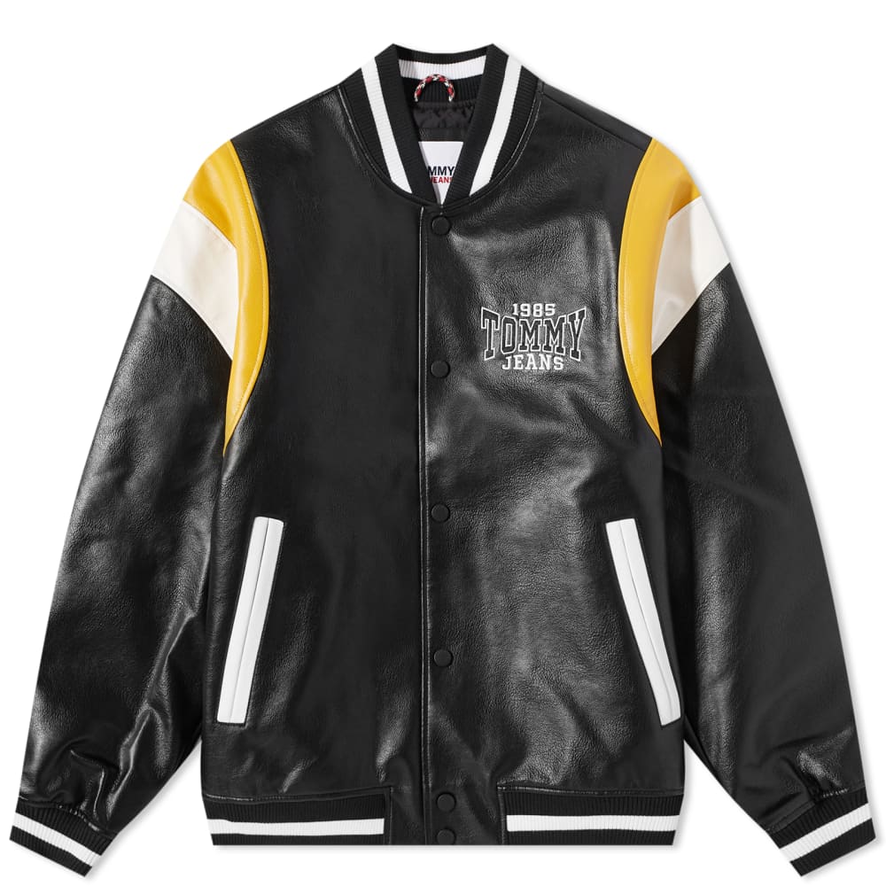 Кожаная куртка Tommy Jeans RLX Letterman, черный