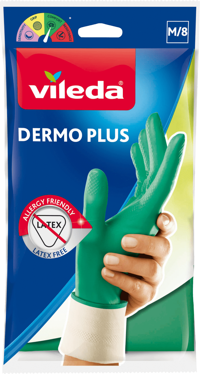 Перчатки хозяйственные Dermo Plus размер M (1 пара) 2 шт. Vileda перчатки хозяйственные sensitive размер м 1 пара 2 шт vileda