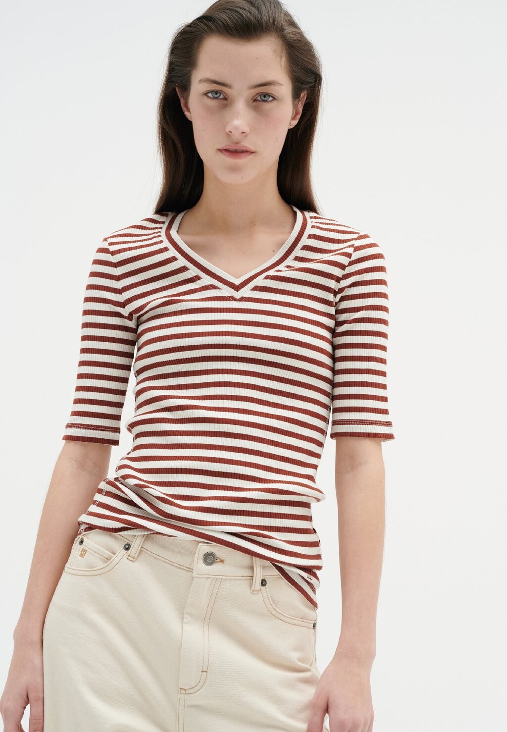 

Футболка с принтом DAGNA STRIPED InWear, цвет cherry mahogany stripe
