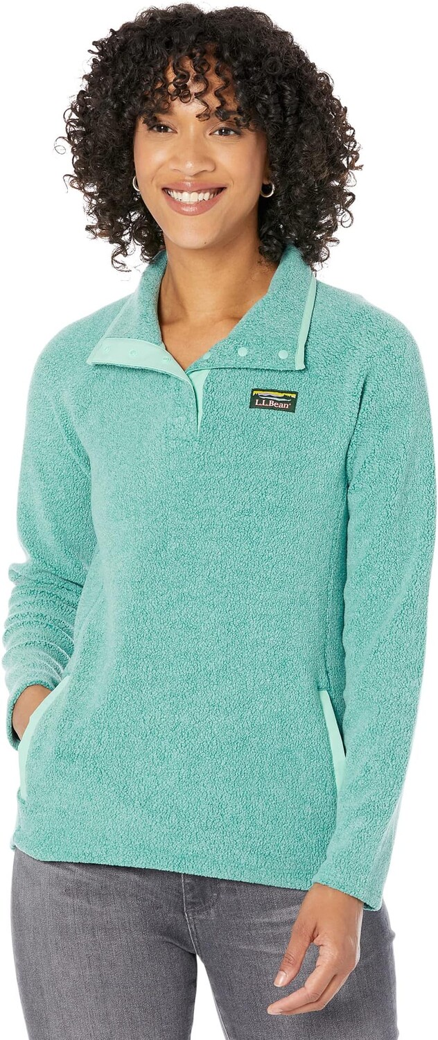 

Пуловер на кнопках из шерпы размером 1/4 со спущенным воротником L.L.Bean, цвет Warm Teal