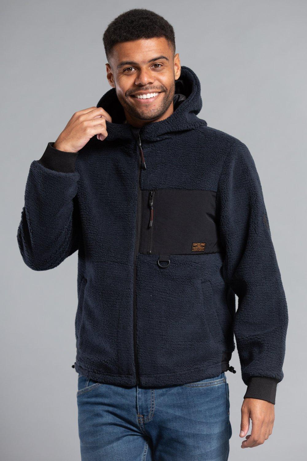 цена Флисовая куртка на молнии с капюшоном Borg Tokyo Laundry, синий