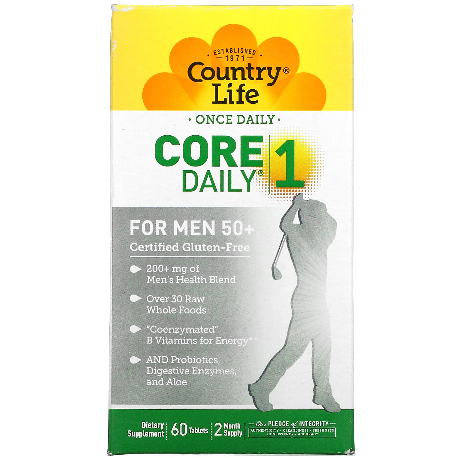 Country Life Core Daily-1 Мультивитамины для Мужчин 50+ 60 таблеток country life мультивитамины core daily 1 для женщин 60 таблеток