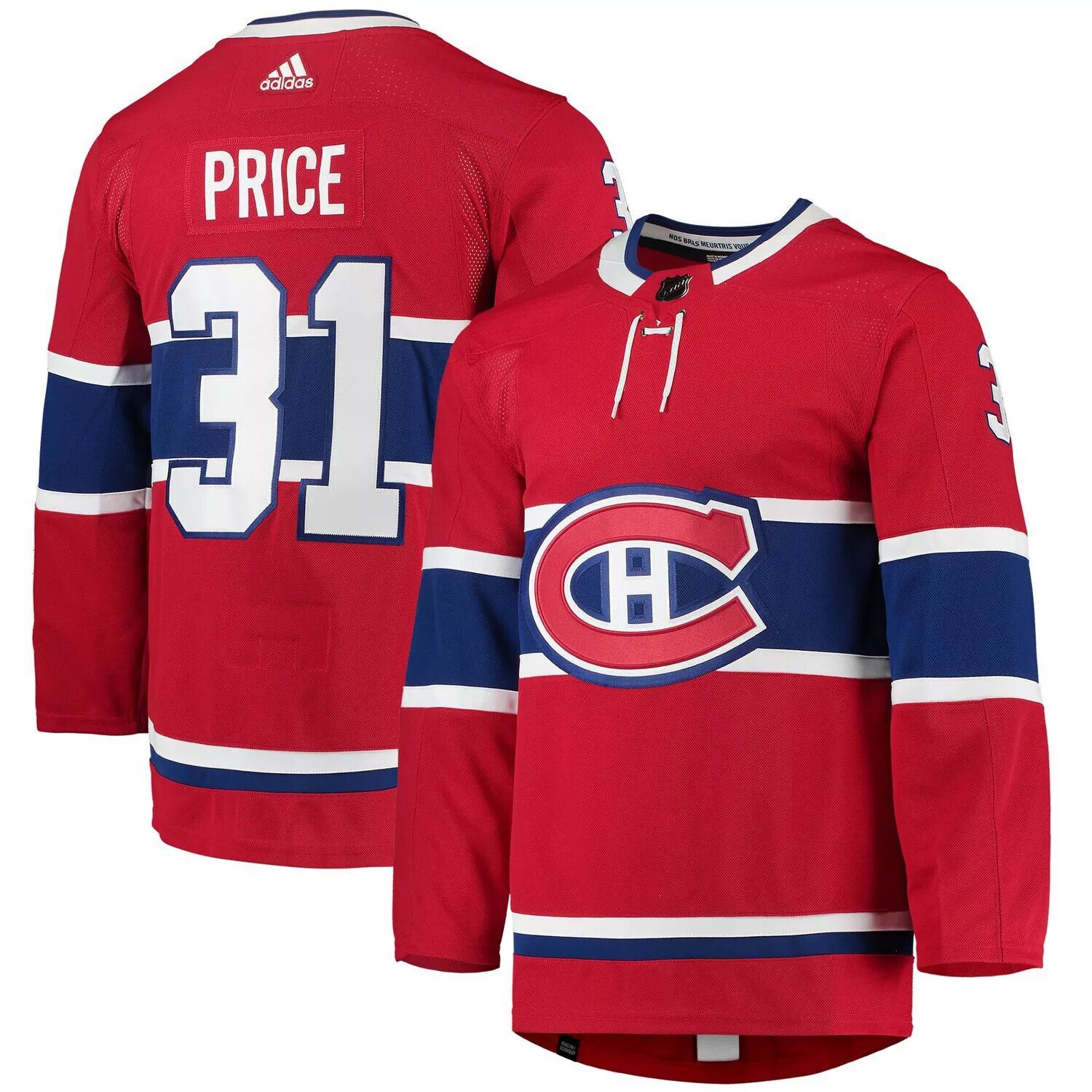 

Мужская красная майка Кэри Прайс Montreal Canadiens Primegreen Authentic Pro Player adidas, Красный