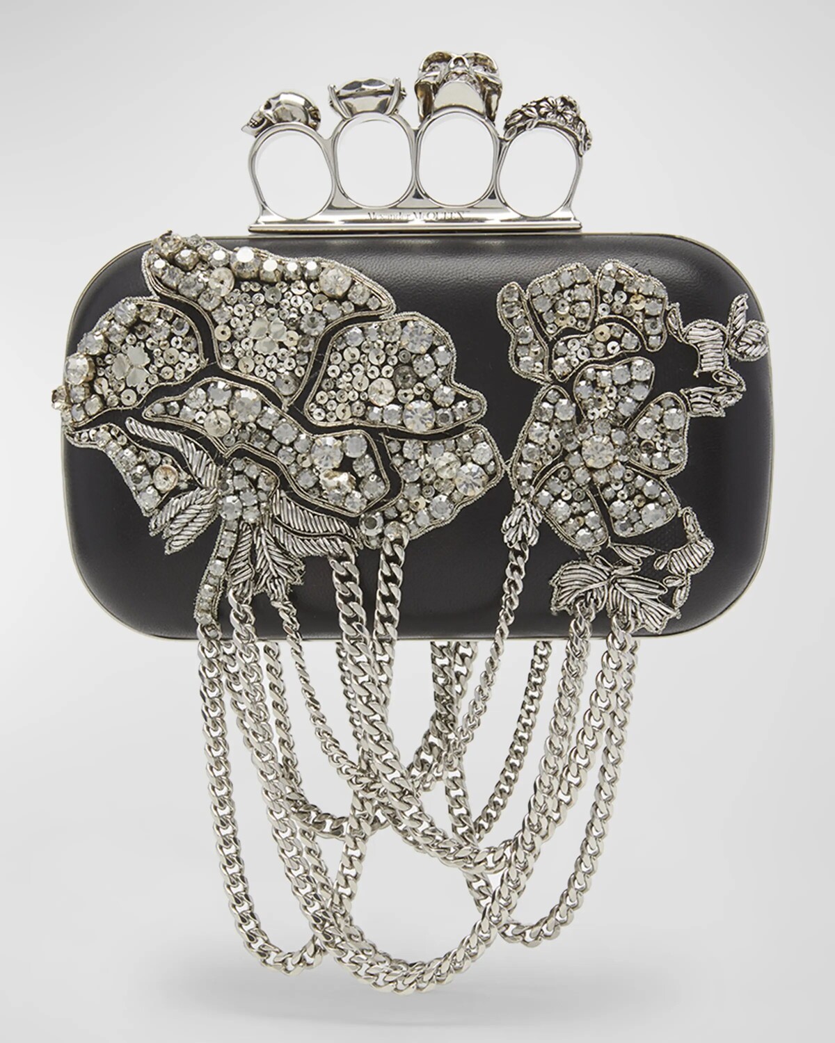 

Клатч с бахромой и кристаллами черепа Alexander McQueen, цвет Black