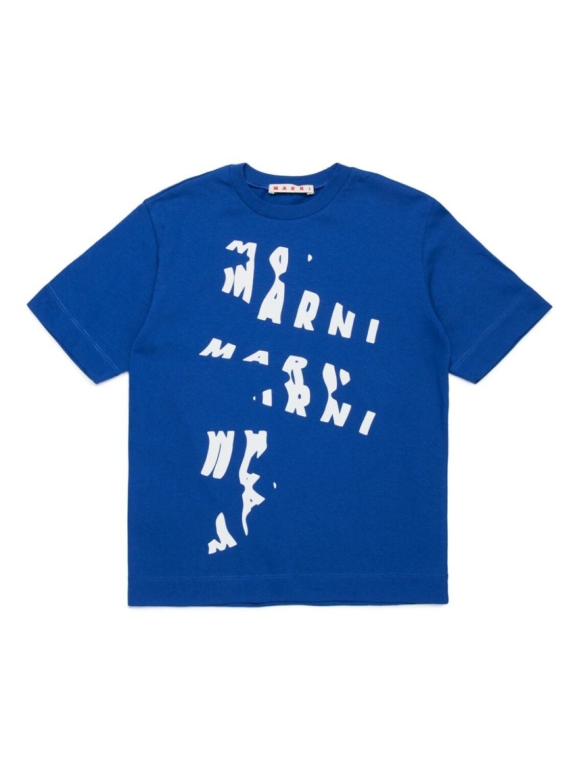 

Marni Kids футболка из хлопка с деконструированным логотипом, синий