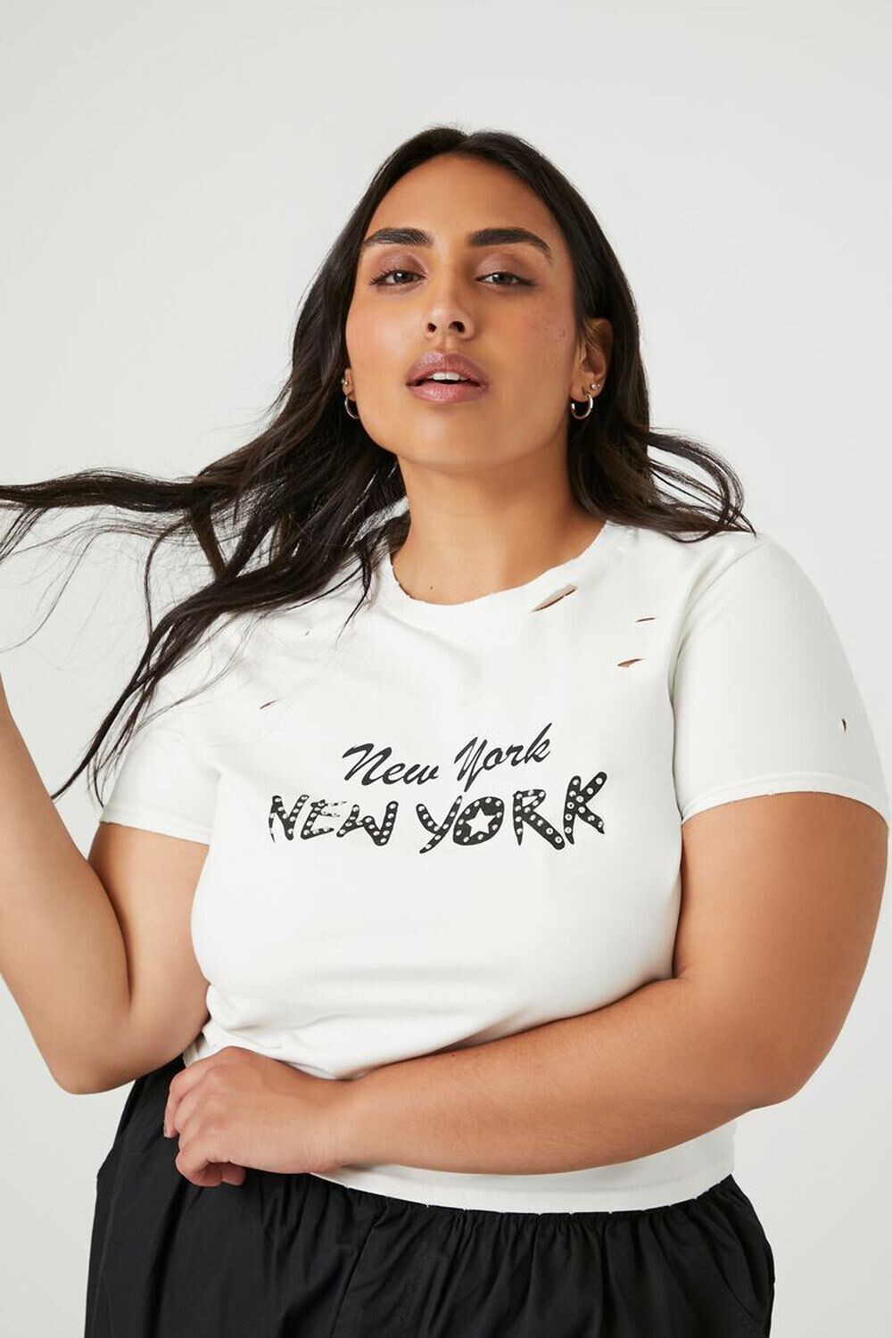 

Футболка больших размеров с рисунком New York Forever 21, белый