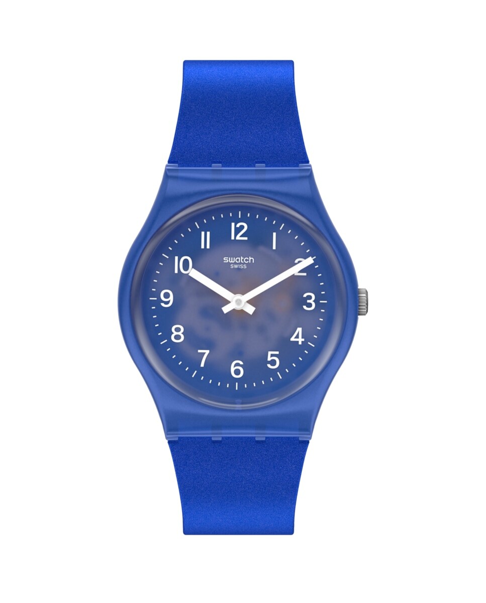 

Размытые синие часы с синим силиконовым ремешком Swatch, синий