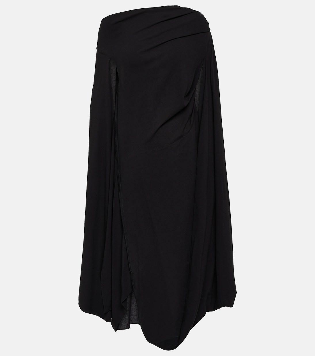 Асимметричное платье миди с драпировкой Acne Studios, черный черное платье миди с рюшами acne studios цвет black