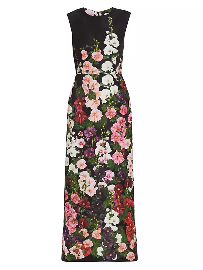 

Платье-футляр с принтом Hollyhocks Oscar De La Renta, черный