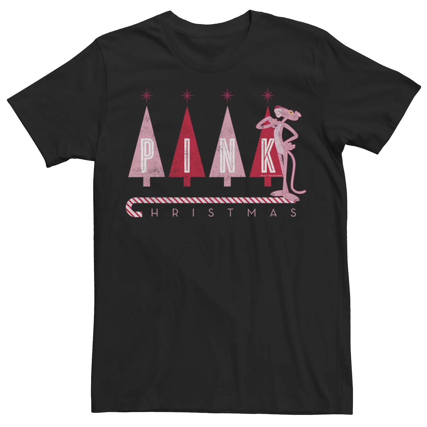 цена Мужская розовая футболка с рождественским портретом Розовая пантера и цветок Licensed Character, черный