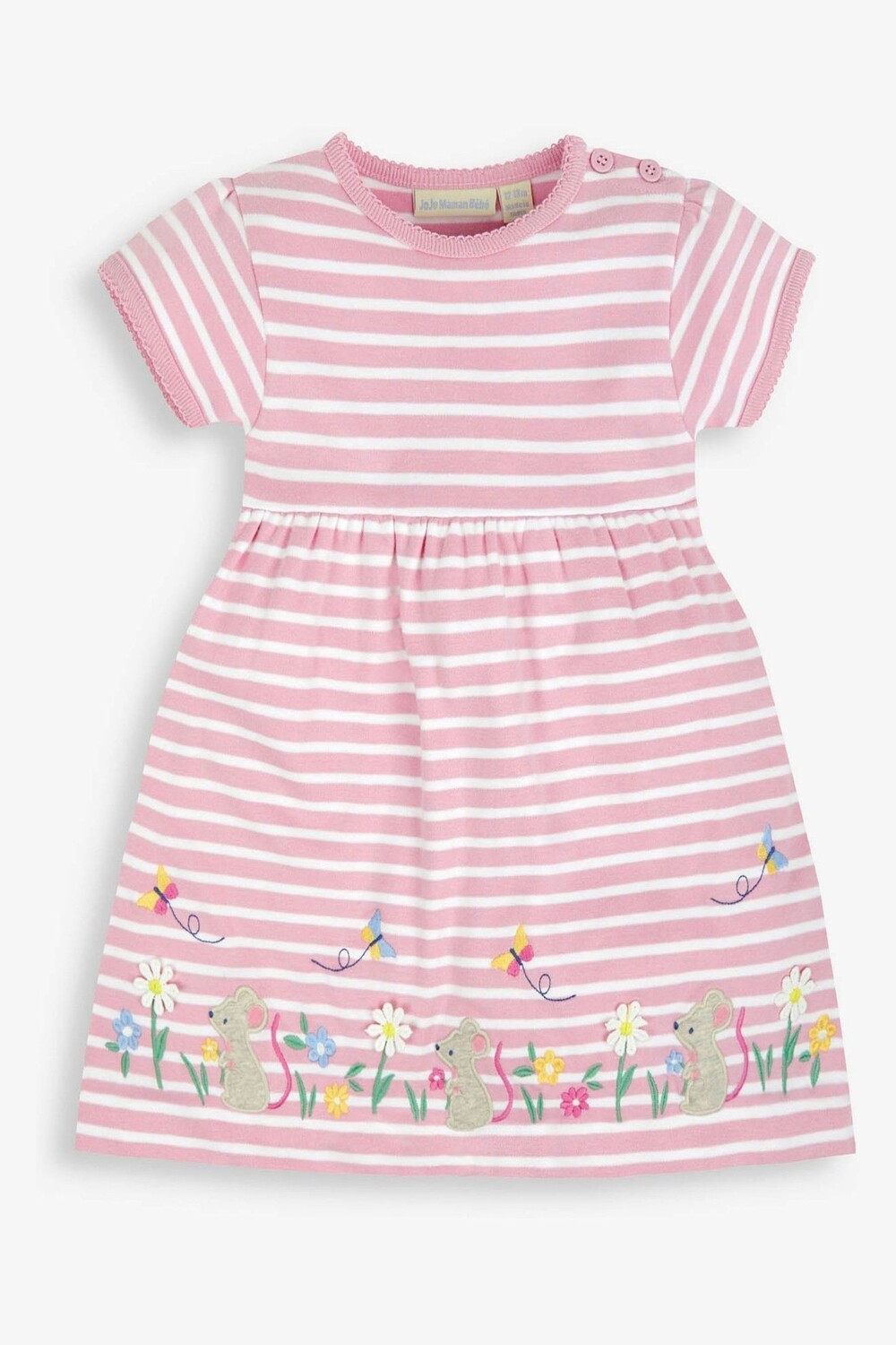 

Платье в полоску с аппликацией JoJo Maman Bébé Mouse Jojo Maman Bébé, розовый