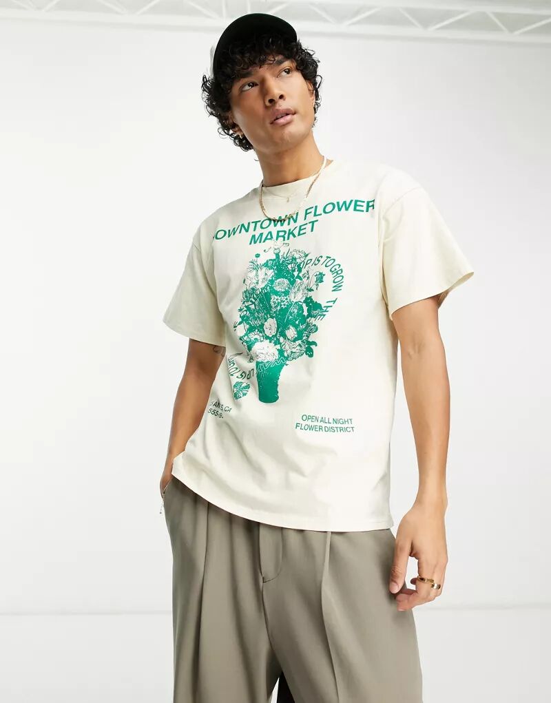 Кремовая футболка PacSun Flower Market