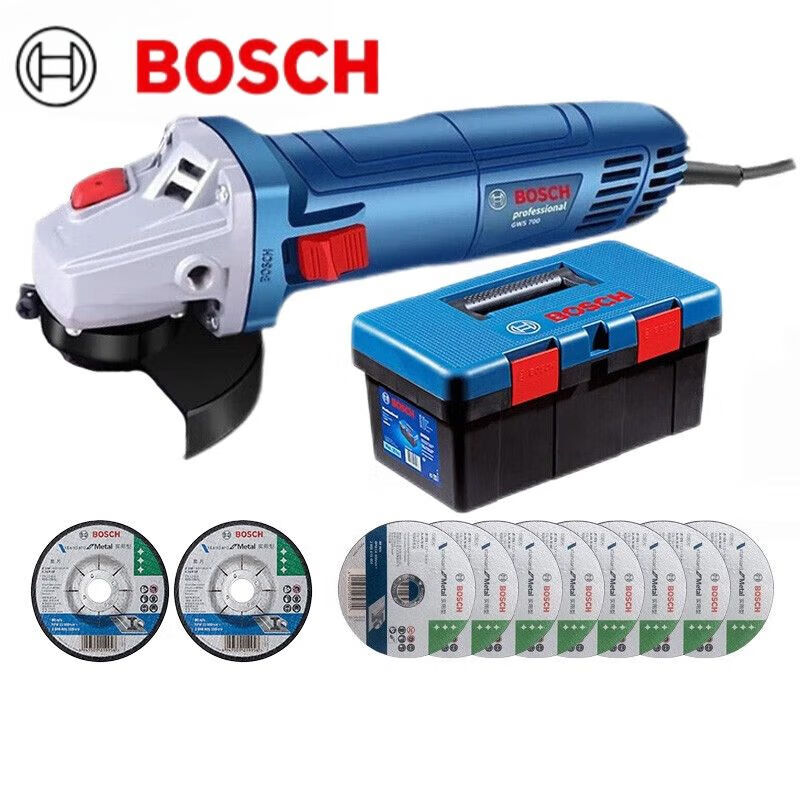 Шлифовальная машина Bosch GWS 700 + насадки, ящик для инструментов