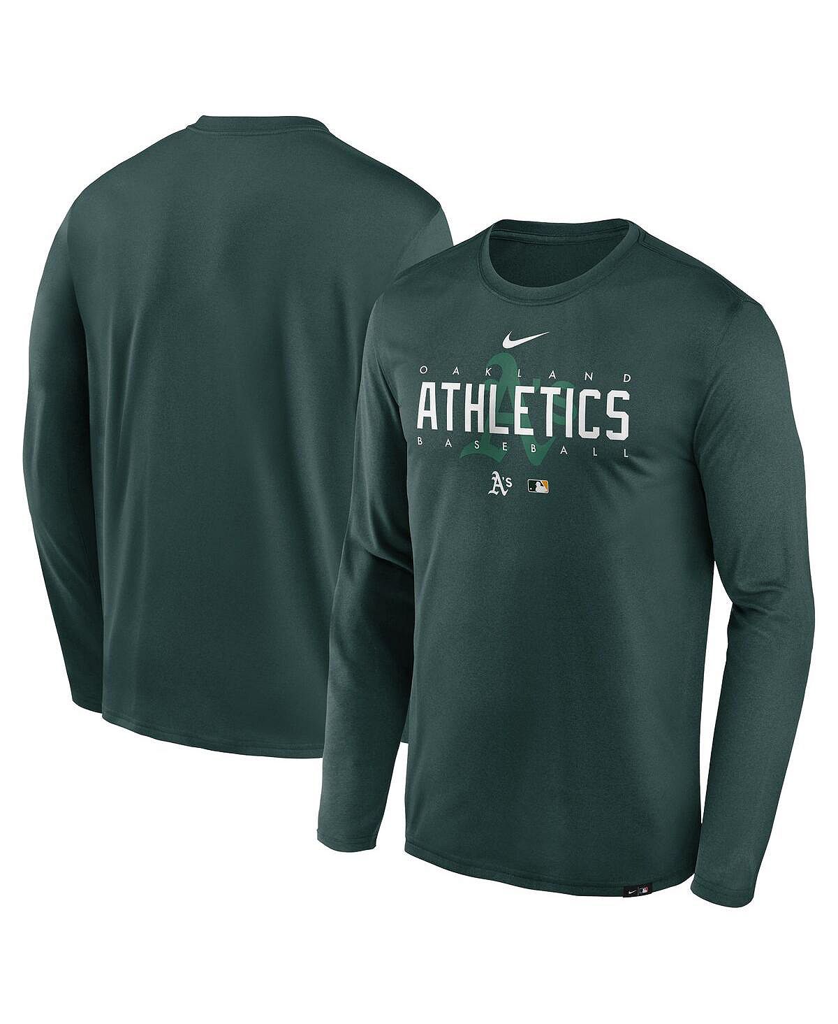Мужская зеленая футболка с длинным рукавом Oakland Athletics Authentic Collection Team Logo Legend Performance Nike leningrad athletics