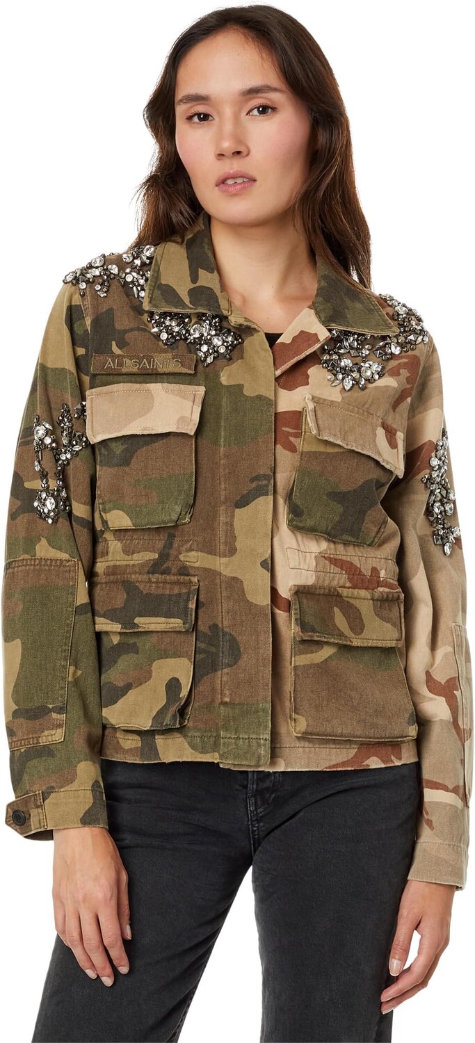 

Куртка Finch Embroidered Jacket AllSaints, цвет Camo Green