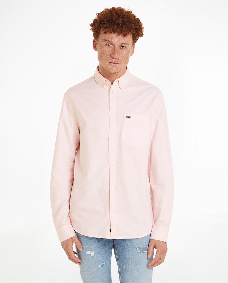 Мужская рубашка стандартного кроя с длинными рукавами Tommy Jeans, лосось мужская базовая рубашка оксфорд из хлопка esprit белый