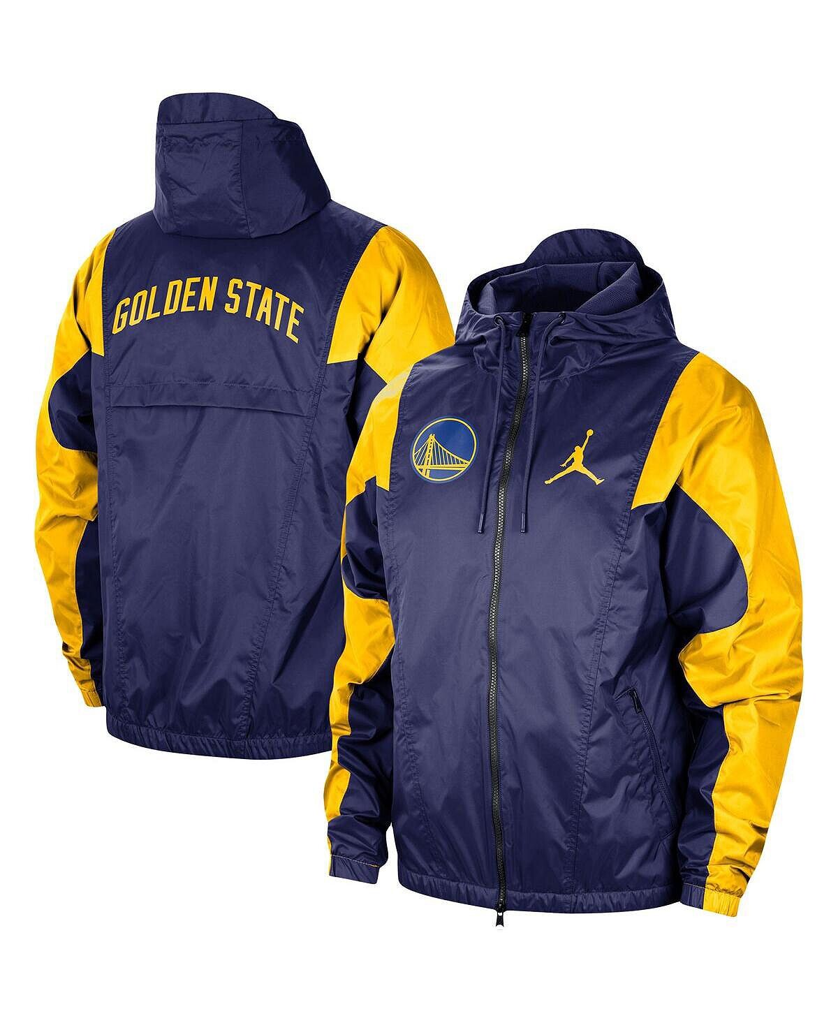 

Мужская брендовая темно-синяя ветровка с молнией во всю длину Golden State Warriors Authentic Statement Edition Jordan, Синий