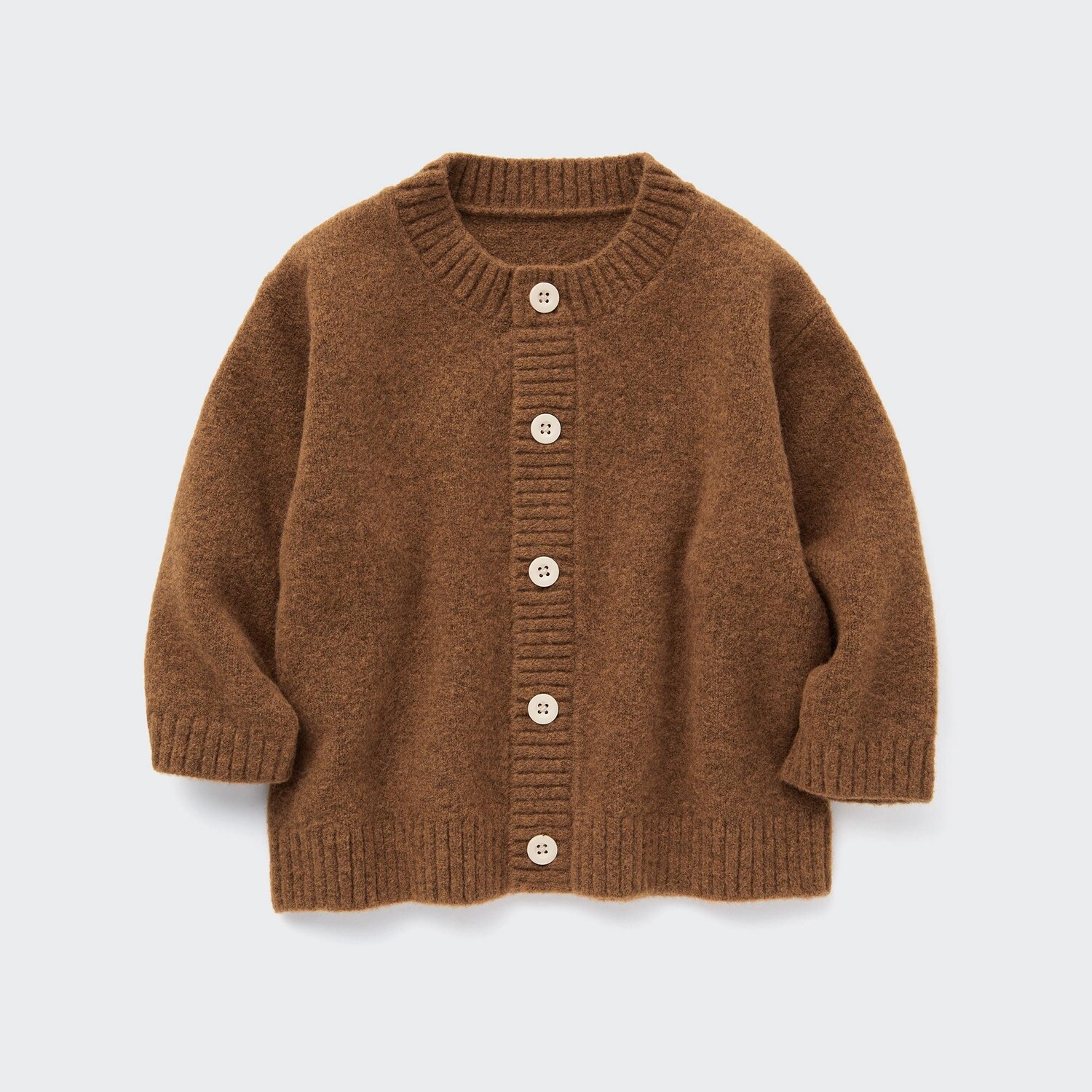 

Кардиган из пряжи суфле для малышей Uniqlo, коричневый
