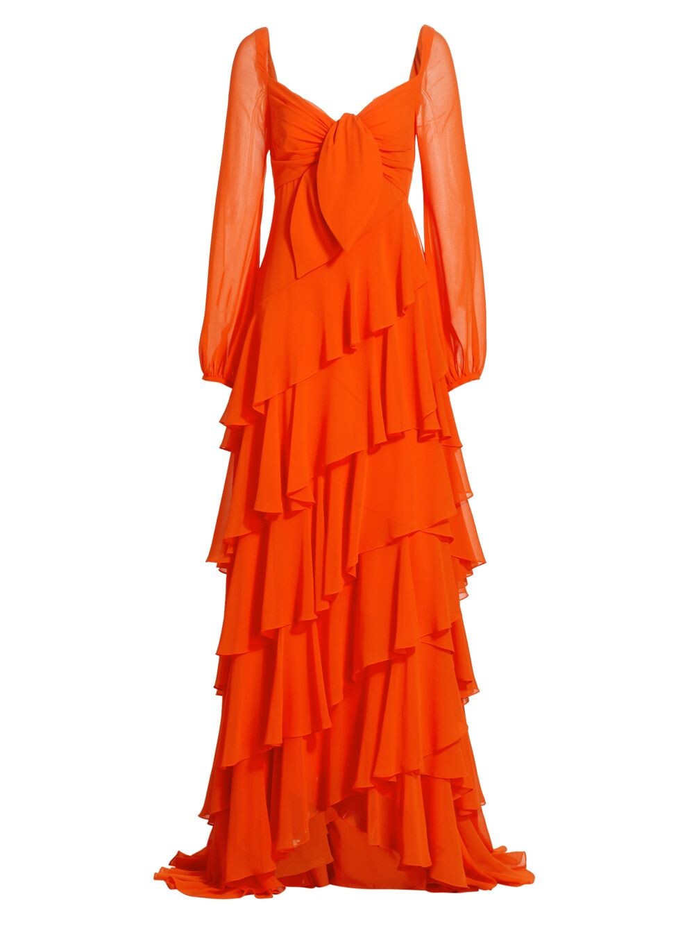 

Ярусное платье с рюшами Badgley Mischka