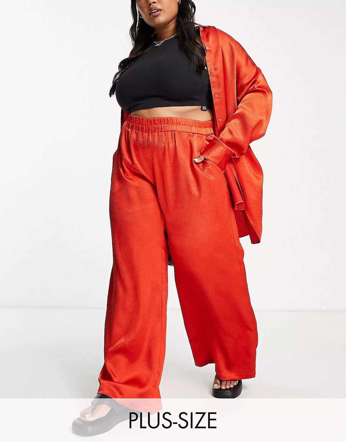 

Красные широкие атласные брюки Vero Moda, Красный