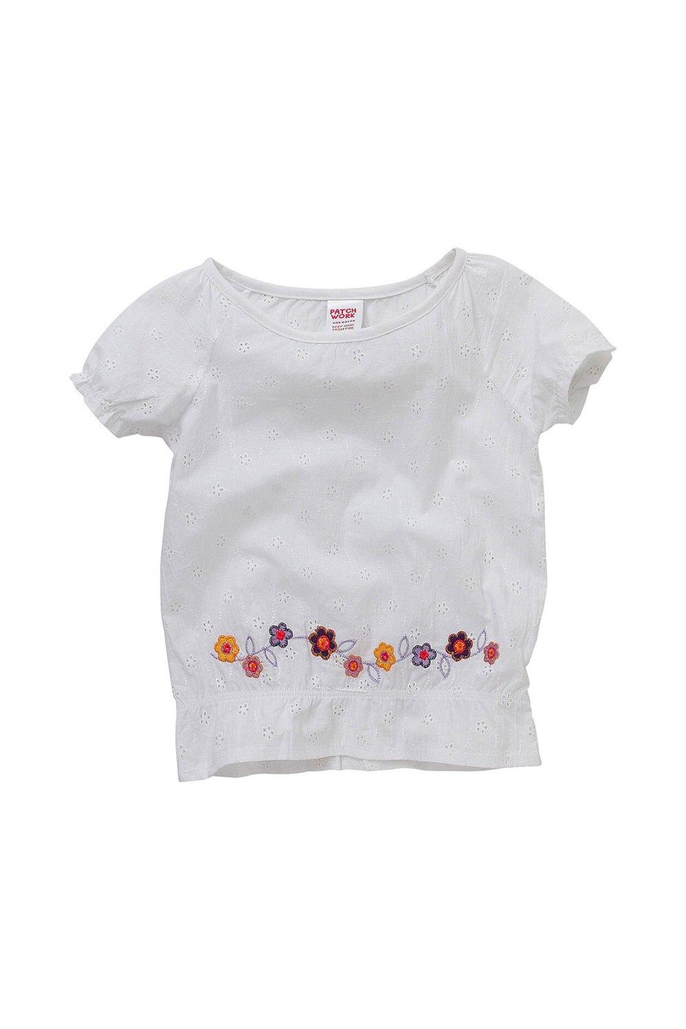 Летняя блузка с цветочной вышивкой Cozy n Dozy, белый блузка с английской вышивкой и рукавами с воланами s белый