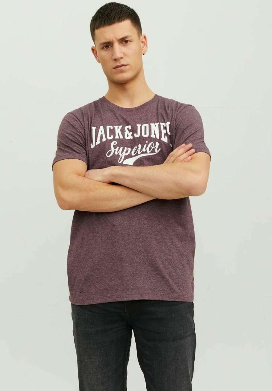 

Футболка с принтом Jack & Jones, темно-красный меланж
