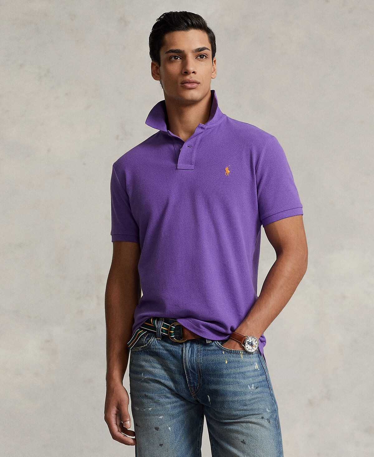 

Мужская рубашка-поло классического кроя в сетку Polo Ralph Lauren