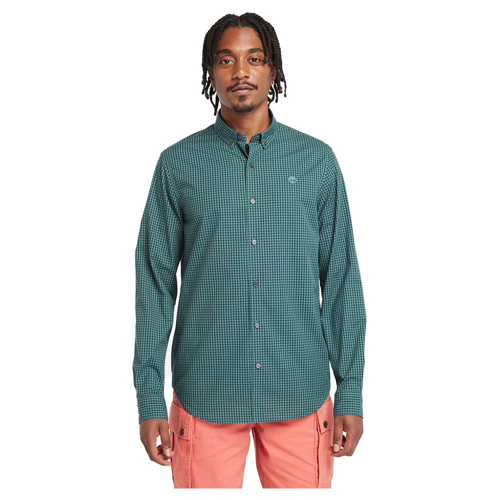 Рубашка с длинным рукавом Timberland Micro Gingham Poplin, зеленый