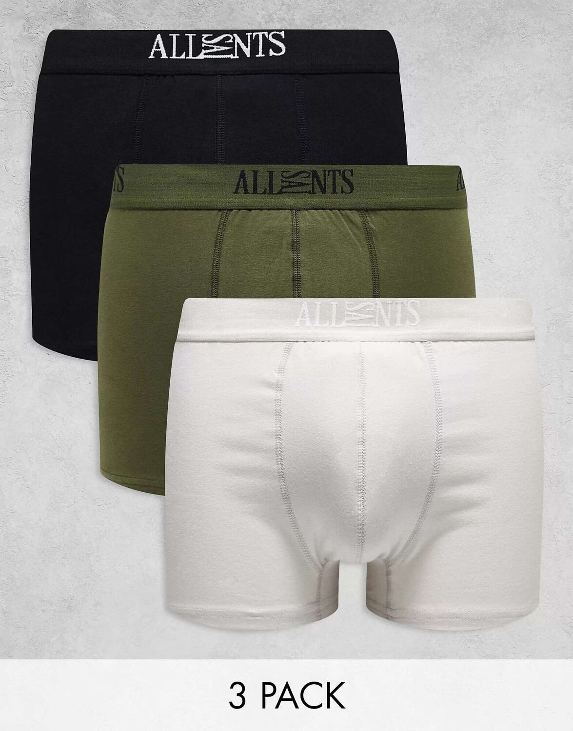 

Три пары боксеров AllSaints зеленого/черного/синего цвета