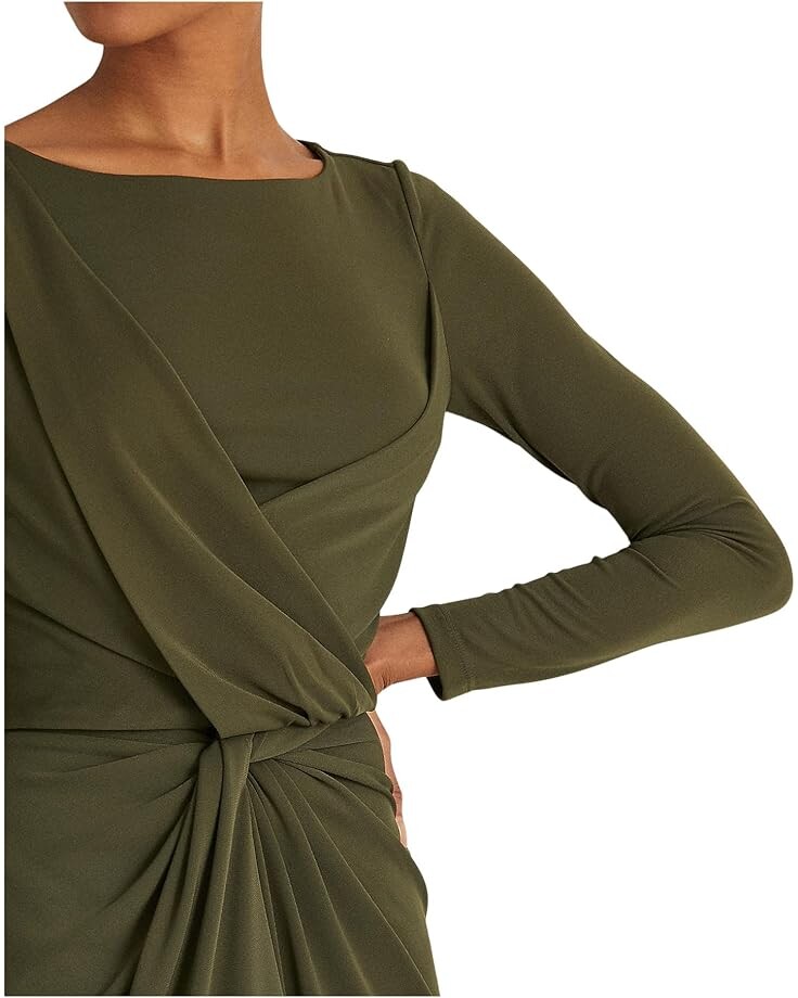 

Топ LAUREN Ralph Lauren Stretch Jersey Long Sleeve Top, цвет Dark Tropical Olive